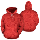 Strawberry Pattern Red Background Men Women Pullover Hoodie
