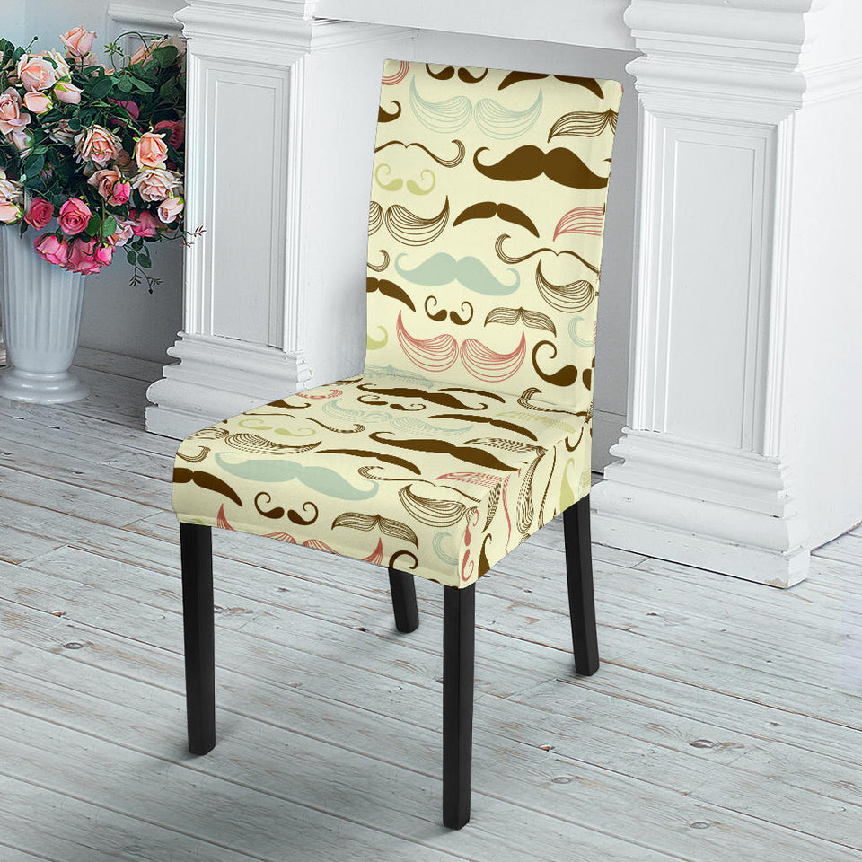 Mustache Beard Pattern Print Design 01 Dining Chair Slipcover