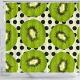 Kiwi Black Dot Background Shower Curtain Fulfilled In US