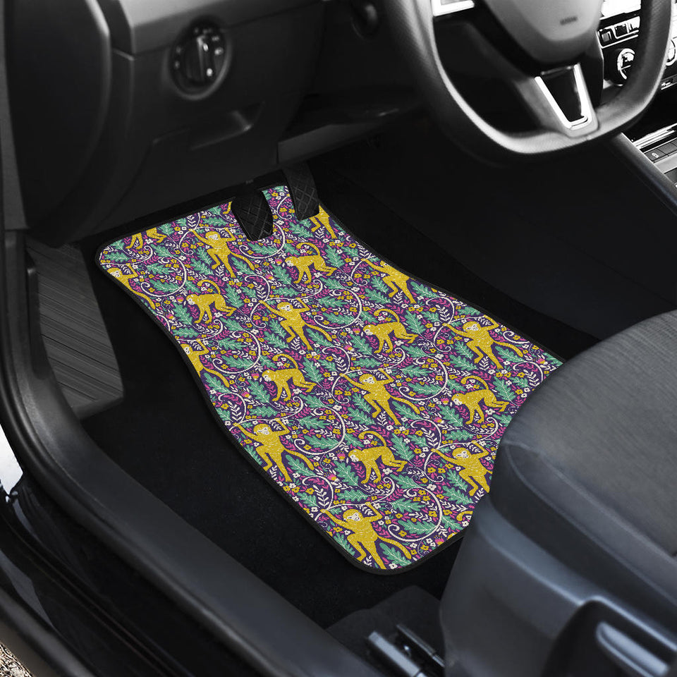 Cute Yellow Monkey Leaves Pattern Front Car Mats