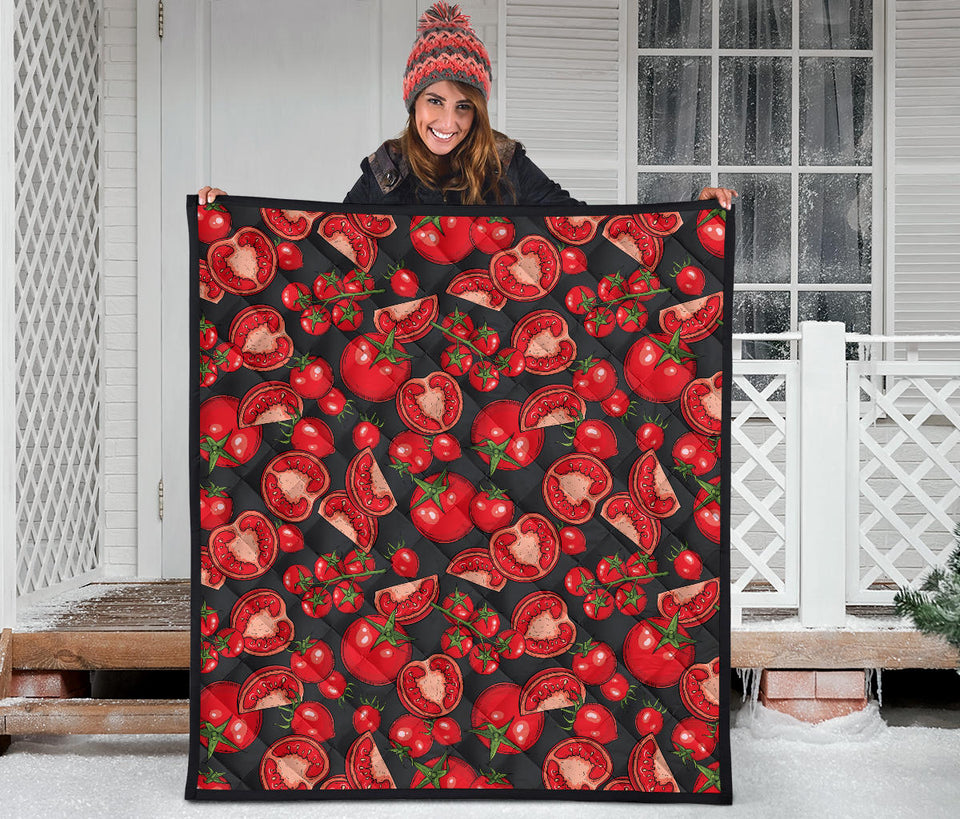 Tomato Black Background Premium Quilt
