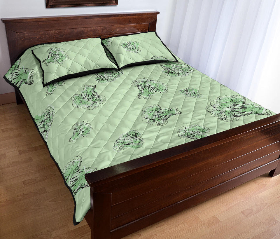 broccoli sketch pattern Quilt Bed Set