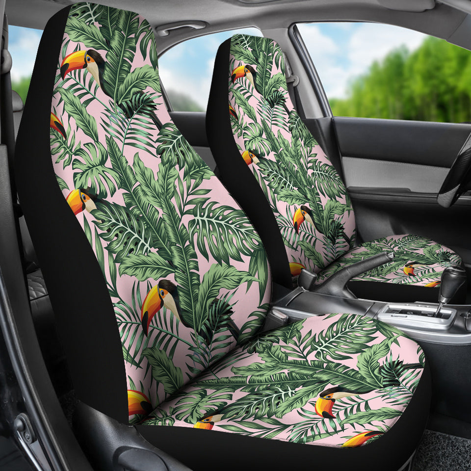 Toucan Tropical Green Jungle Palm Pattern  Universal Fit Car Seat Covers