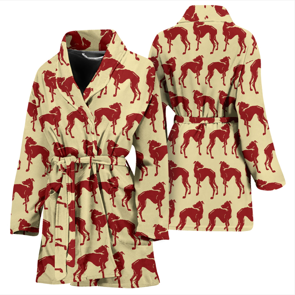 Greyhound Pattern Print Design 04 Women's Bathrobe