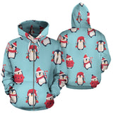 Cute Penguin Christmas  Design Pattern Zip Up Hoodie