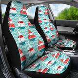Red White Sailboat Wave Background  Universal Fit Car Seat Covers