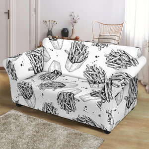 Hand Drawn French Fries Pattern Loveseat Couch Slipcover