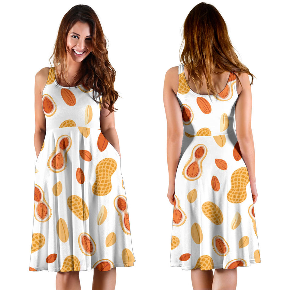 Peanuts Pattern Sleeveless Midi Dress