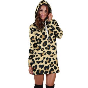 Leopard Print Design Pattern Women'S Hoodie Dress