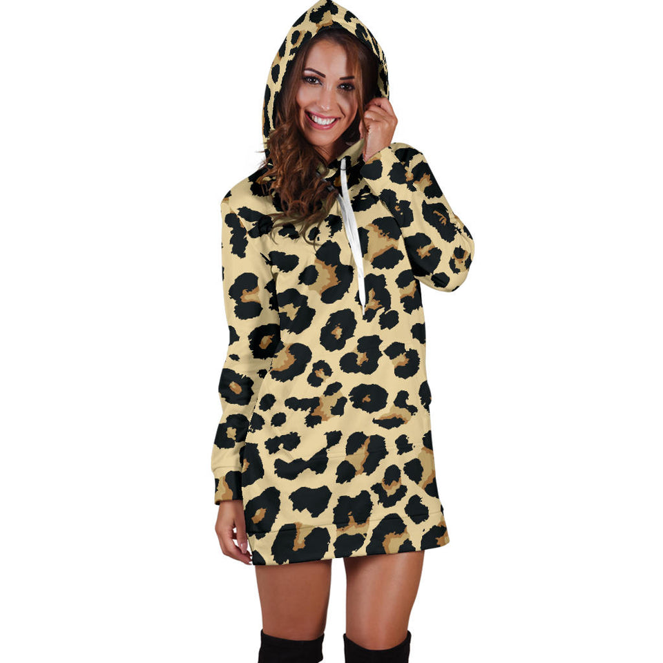 Leopard Print Design Pattern Women'S Hoodie Dress