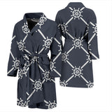 Nautical Steering Wheel Rope Pattern Men'S Bathrobe