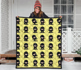 Cute Ninja Yellow Background Premium Quilt