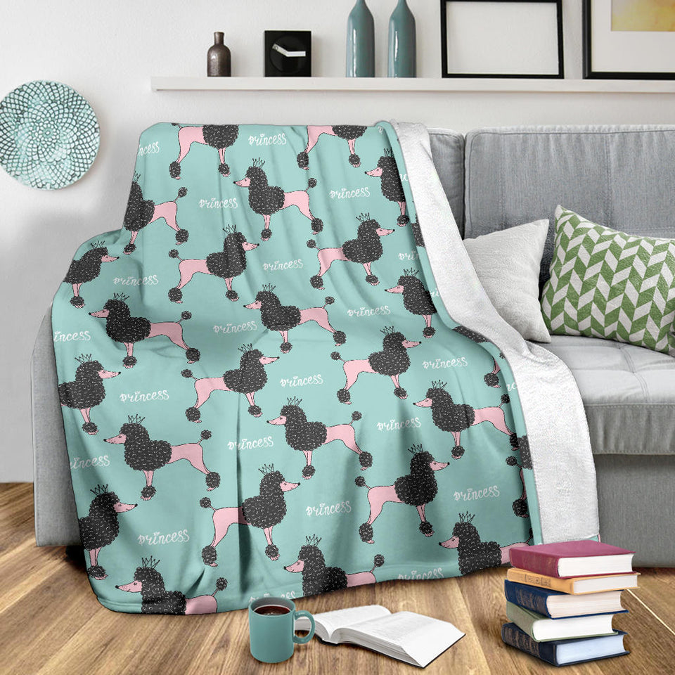 Poodle Dog Green Background Premium Blanket