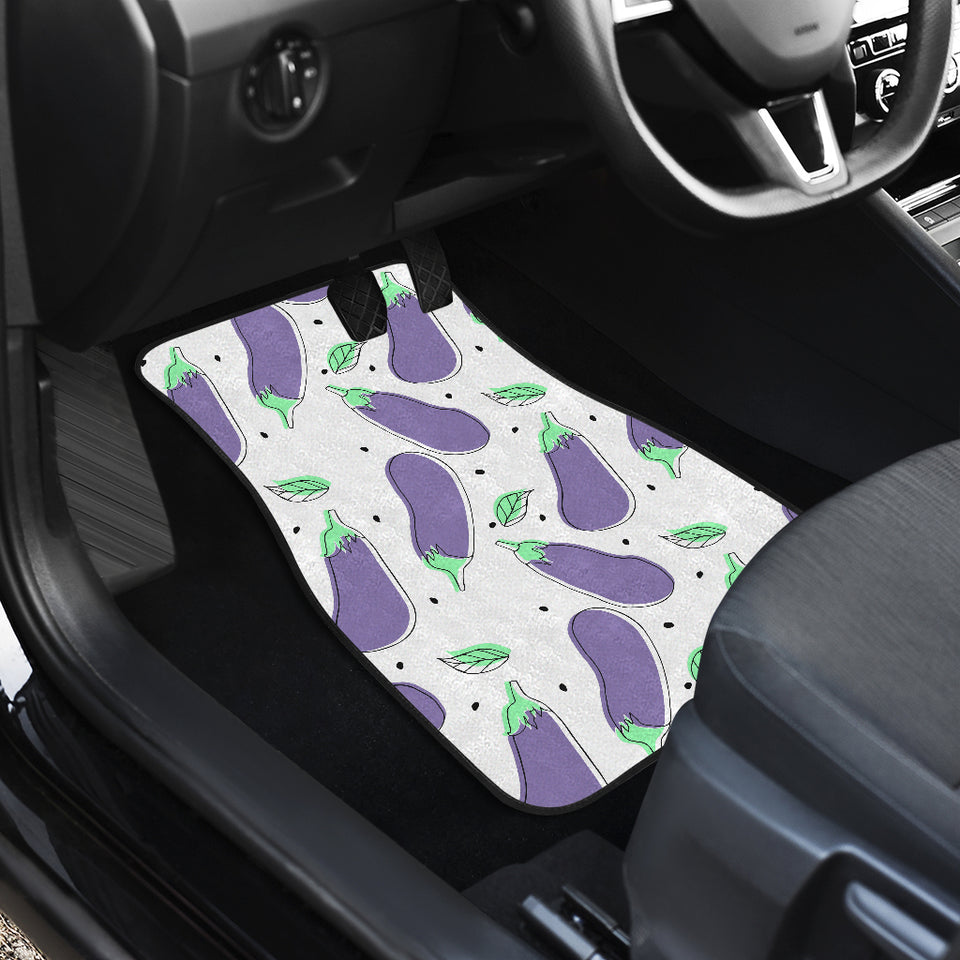 Eggplant Pattern Print Design 05 Front and Back Car Mats