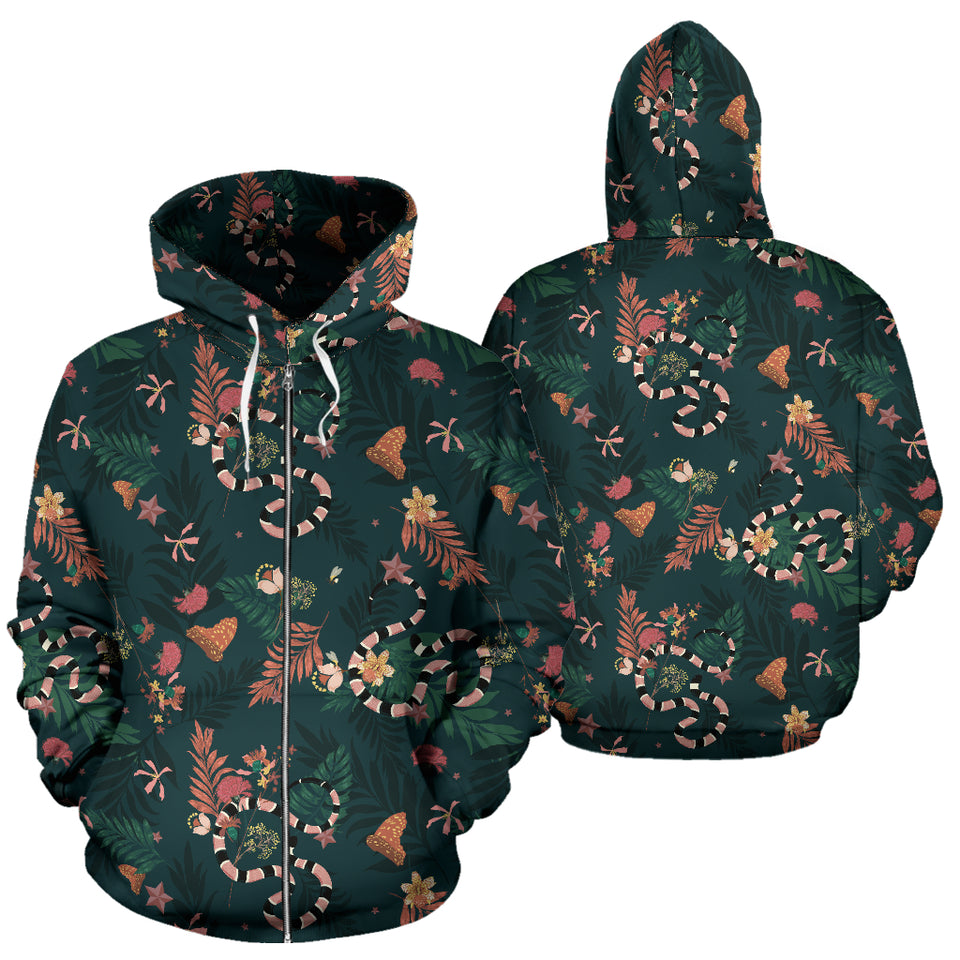 Snake Forest Pattern Zip Up Hoodie