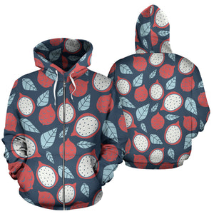 Dragon Fruits Dark Blue Background Zip Up Hoodie