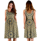 Arabic Star Gold Pattern Sleeveless Midi Dress