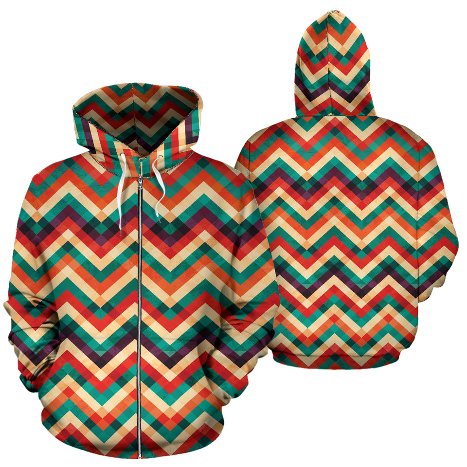 Zigzag  Chevron Colorful Pattern Zip Up Hoodie