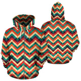 Zigzag  Chevron Colorful Pattern Zip Up Hoodie