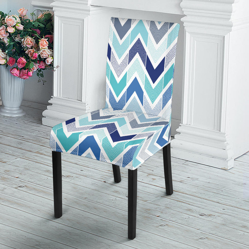 Zigzag  Chevron Blue Pattern Dining Chair Slipcover