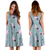 Poodle Dog Pattern Sleeveless Midi Dress