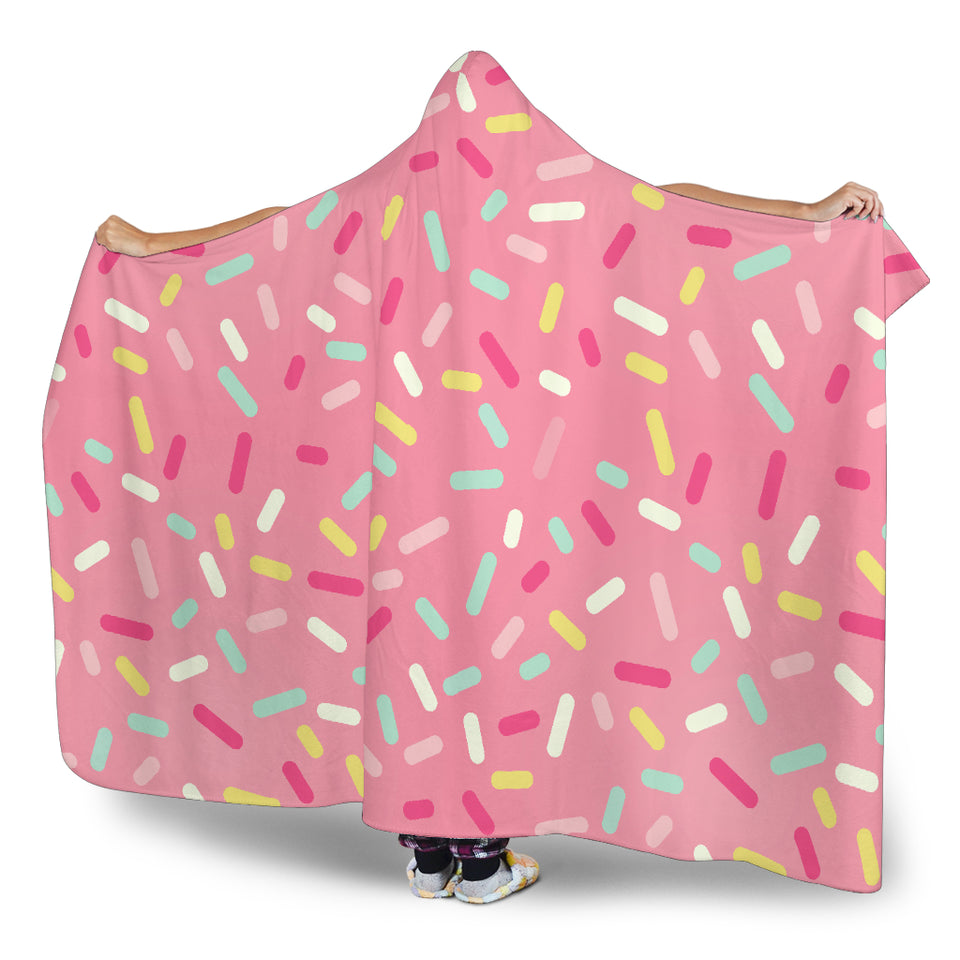 Pink Donut Glaze Candy Pattern Hooded Blanket