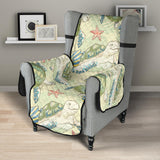Hand drawn sea turtle fish pattern Chair Cover Protector