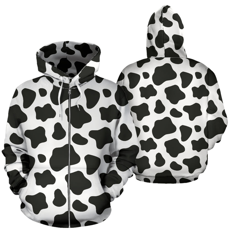 Cow Skin Pattern Zip Up Hoodie