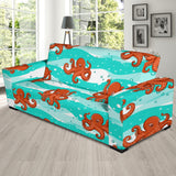 Octopuses Sea Wave Background Sofa Slipcover