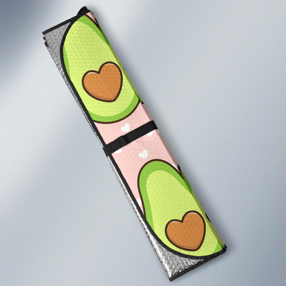 Avocado Heart Pink Background Car Sun Shade