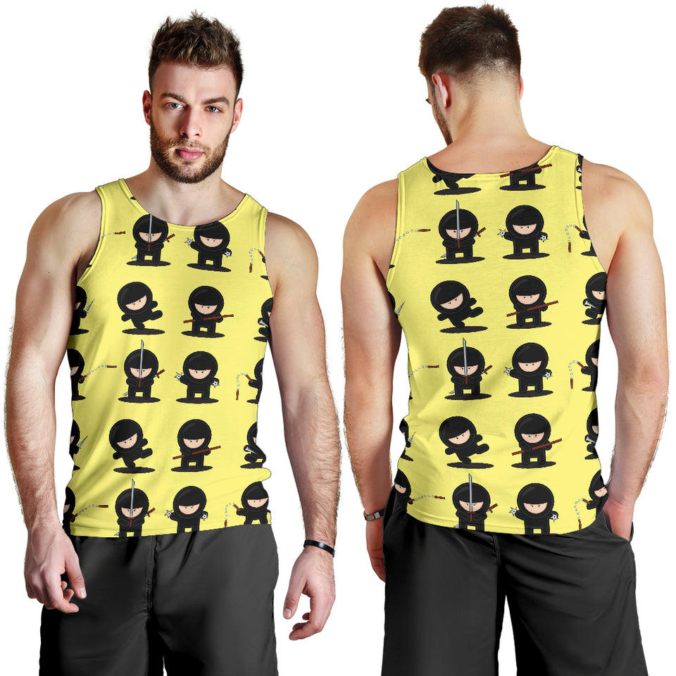Cute ninja yellow background Men Tank Top