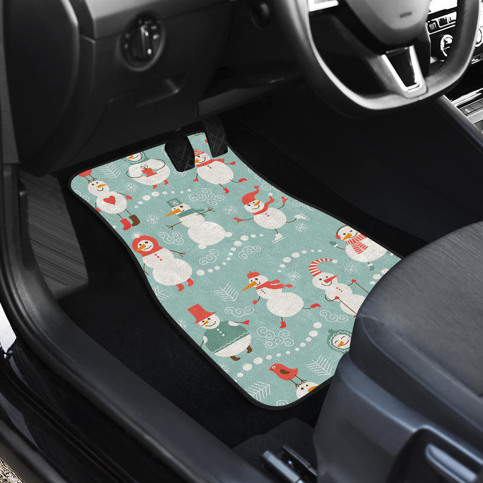Cute Snowman Pattern Front And Back Car Mats