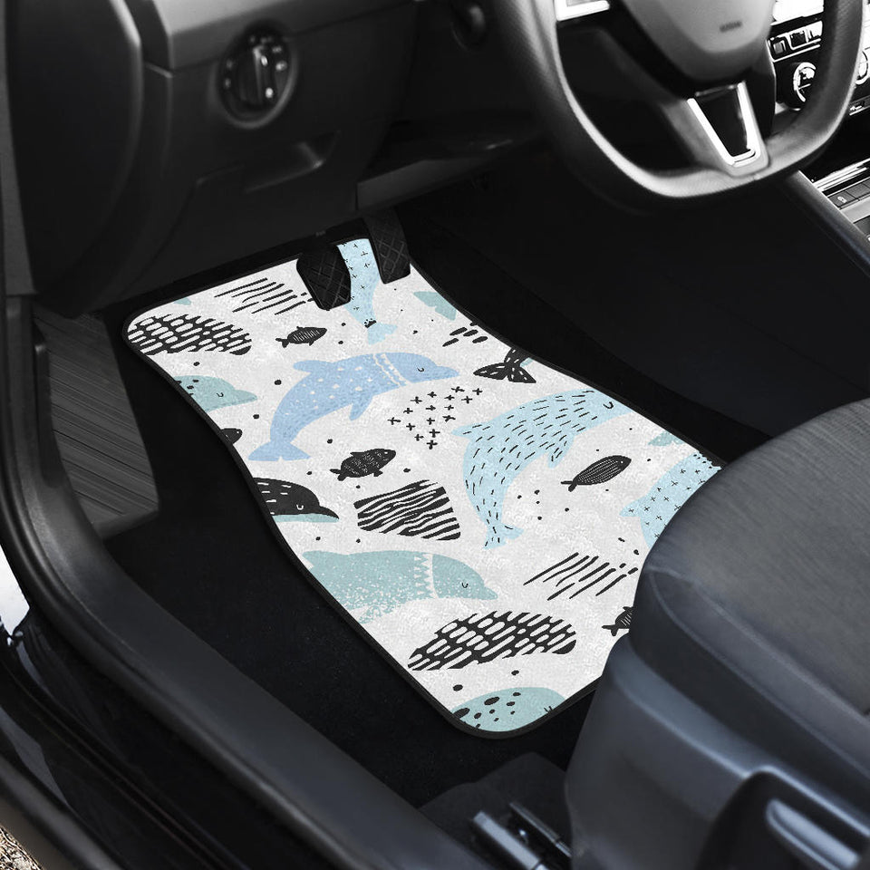 Cute Dolphins Childish Style Pattern Front And Back Car Mats