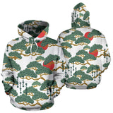 Bonsai Red Sun Japanese Pattern Men Women Pullover Hoodie