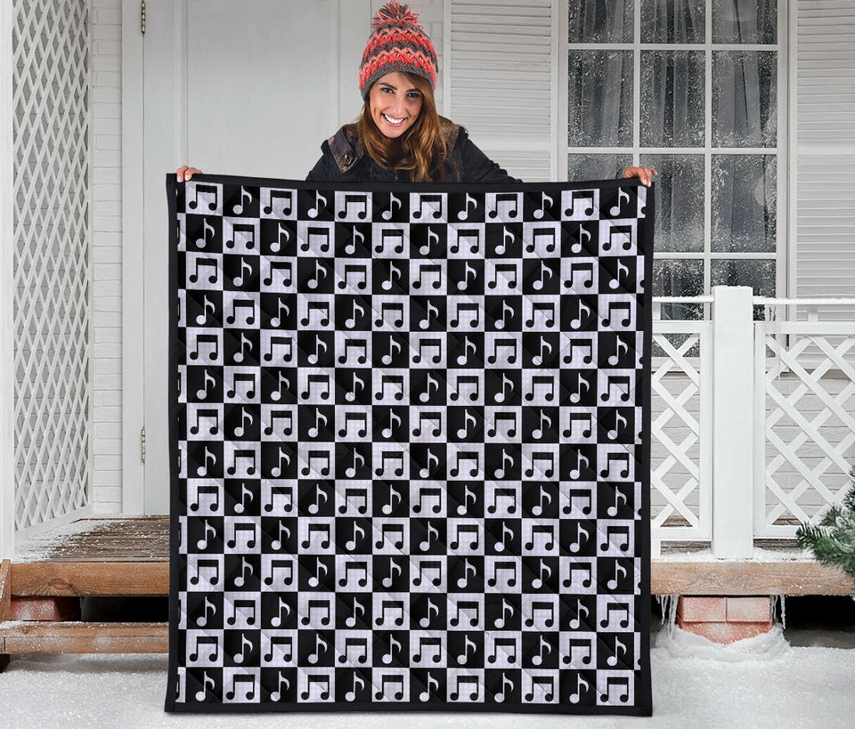 Music Notes Pattern Print Design 01 Premium Quilt