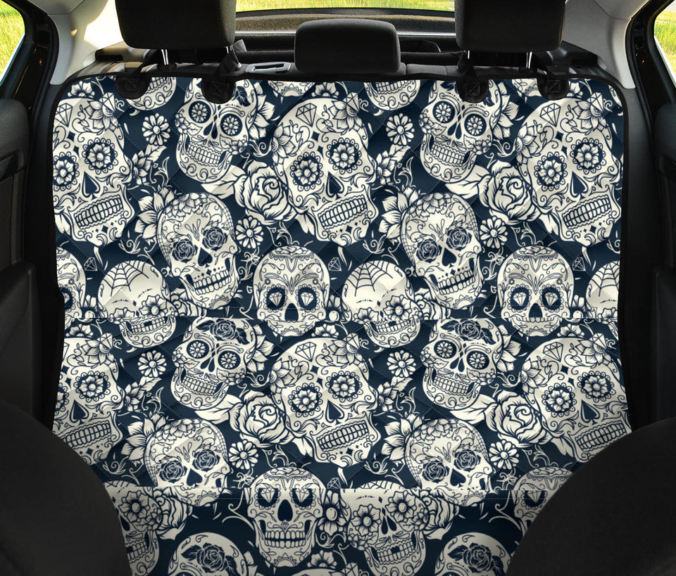 Sugar Skull Black White Pattern Dog Car Seat Covers