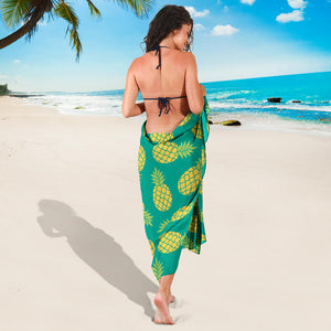 Pineapples Pattern Green Background Sarong