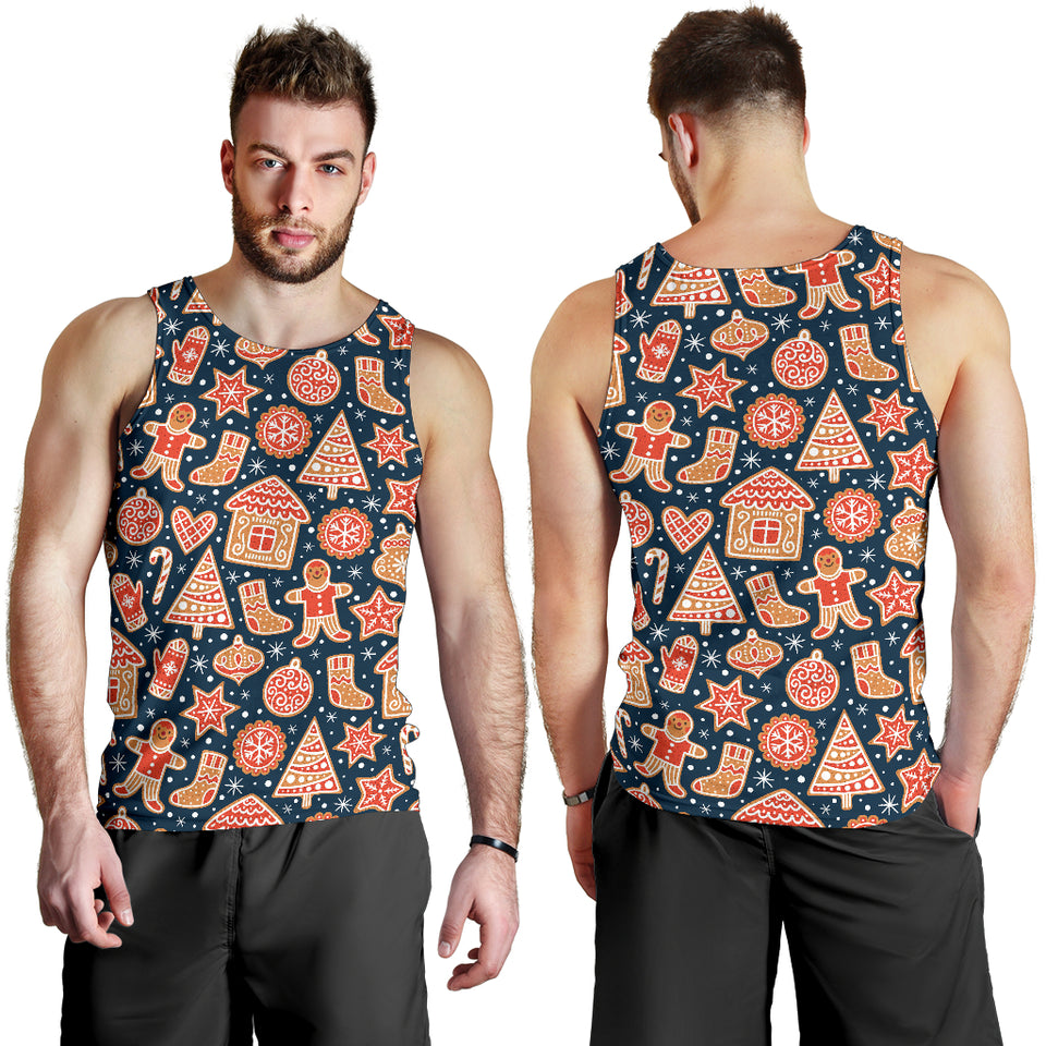 Christmas gingerbread cookie pattern Men Tank Top