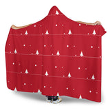 Christmas Tree Star Snow Red Background Hooded Blanket