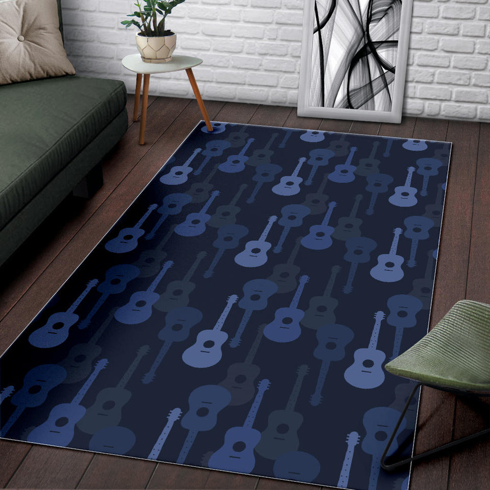 Blue Theme Guitar Pattern Area Rug