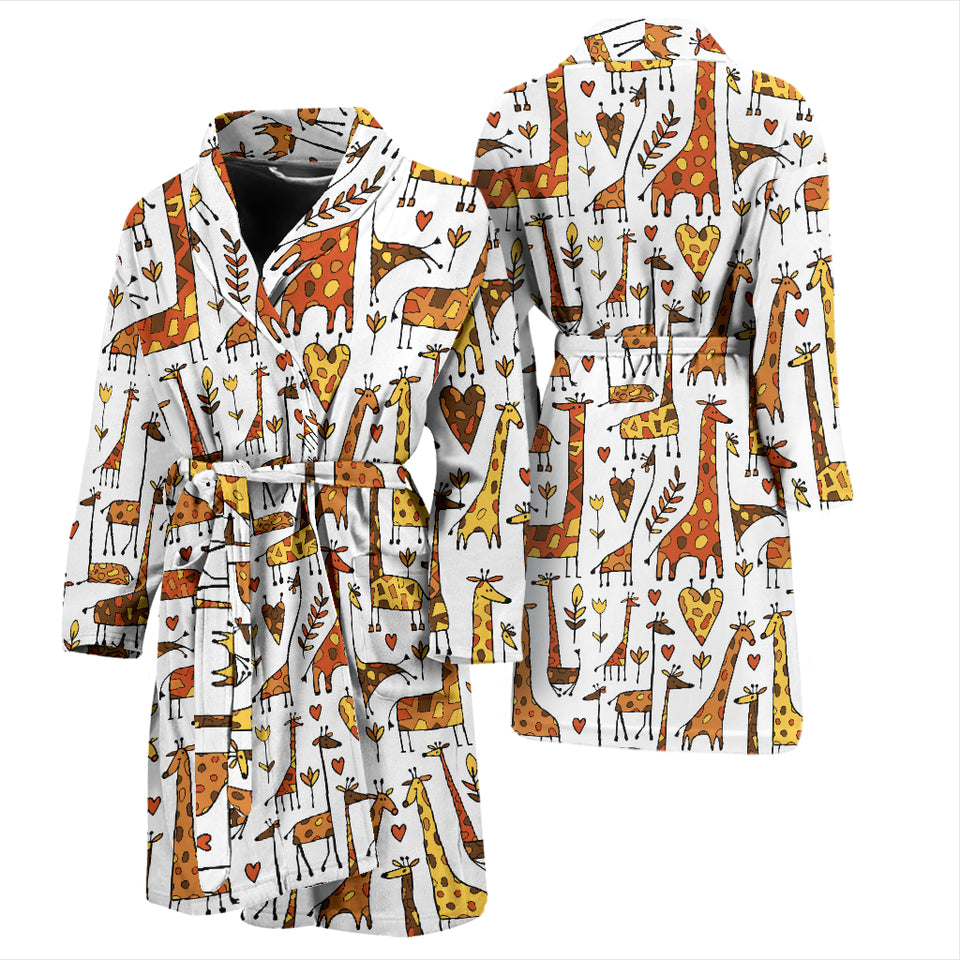 Giraffe Pattern Print Design 04 Men's Bathrobe