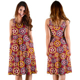 Gear Pattern Print Design 04 Sleeveless Midi Dress