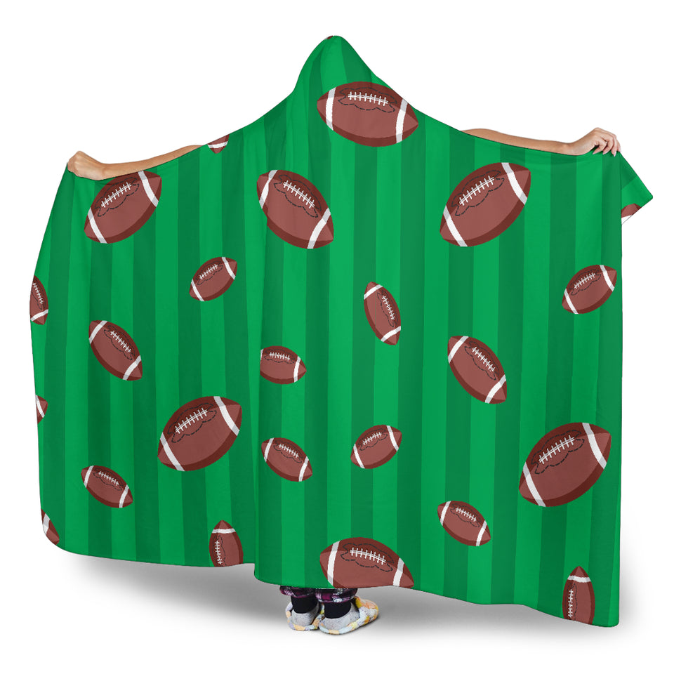 American Football Ball Field Background Hooded Blanket