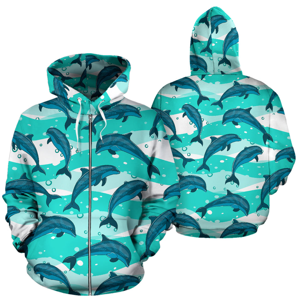 Dolphin Sea Pattern Zip Up Hoodie