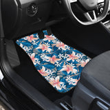 Hibiscus Pattern Print Design 02 Front and Back Car Mats