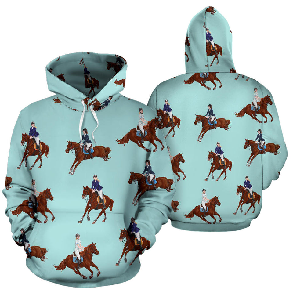 Horses Running Horses Rider Pattern Men Women Pullover Hoodie