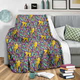 Cute Yellow Monkey Leaves Pattern Premium Blanket