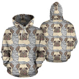 Happy Pug Pattern Men Women Pullover Hoodie