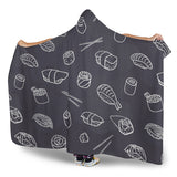 Sushi Pattern Black Background Hooded Blanket
