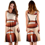 American Football Ball Design Pattern Sleeveless Midi Dress
